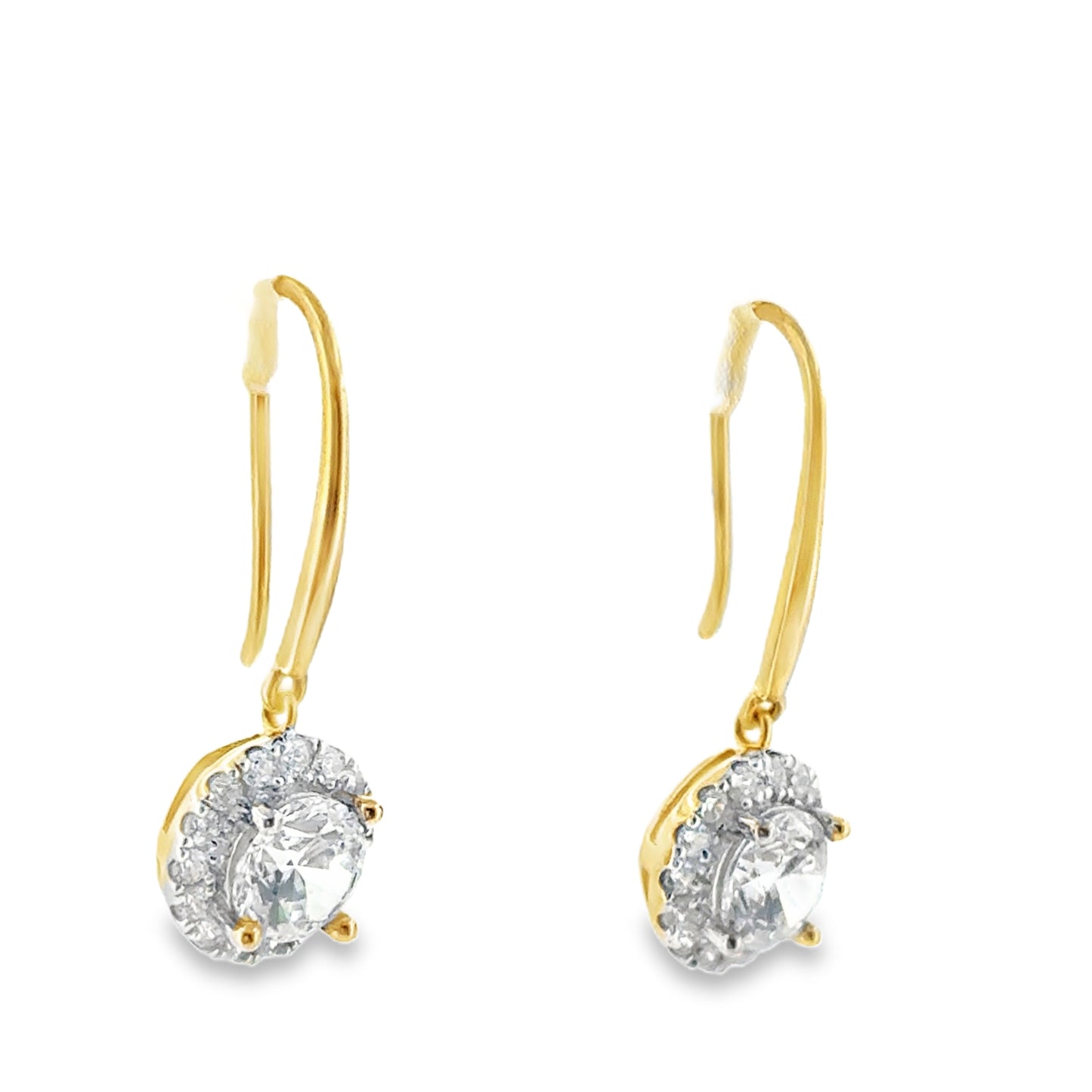 9ct Cubic Zirconia Halo Drop Earrings