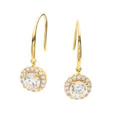 9ct Cubic Zirconia Halo Drop Earrings