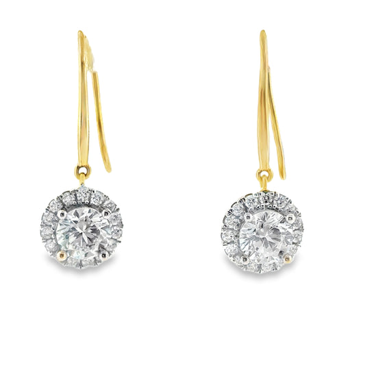 9ct Cubic Zirconia Halo Drop Earrings
