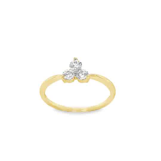 9ct Cubic Zirconia 3 Stone Flower Ring