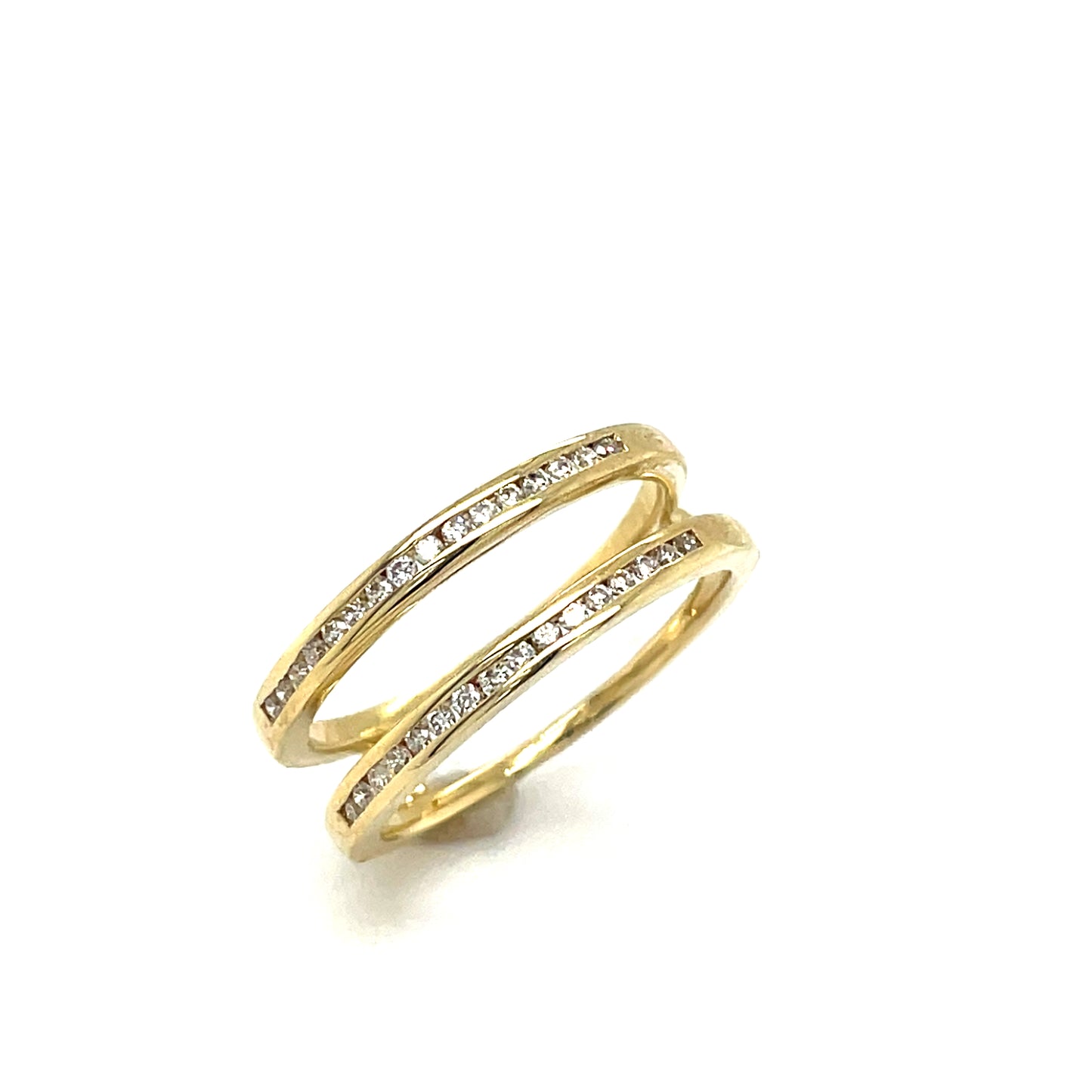 9ct Yellow Gold Channel Set Diamond Insert Ring .21ct