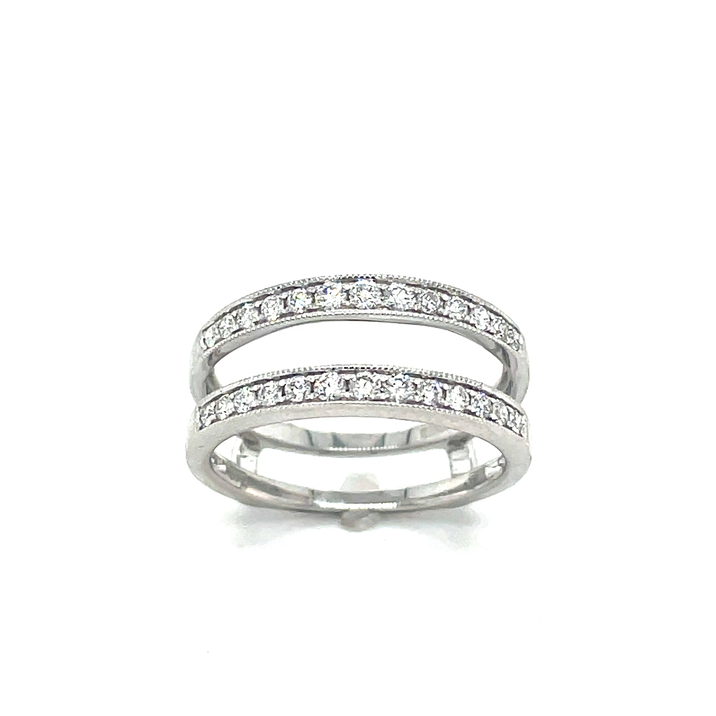9ct White Gold Millgrain Channel Set Diamond Insert Ring .44ct