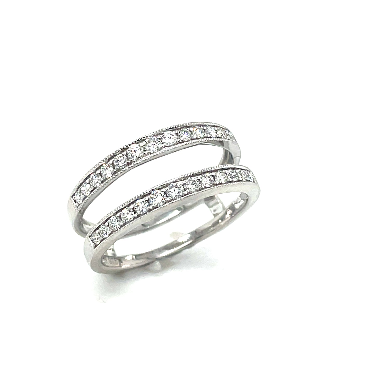 9ct White Gold Millgrain Channel Set Diamond Insert Ring .44ct