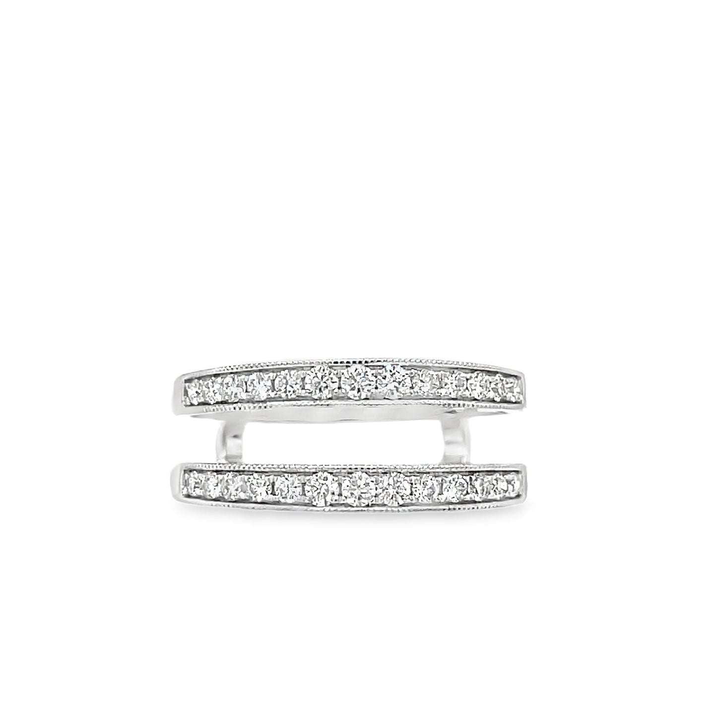 9ct White Gold Millgrain Channel Set Diamond Insert Ring .44ct
