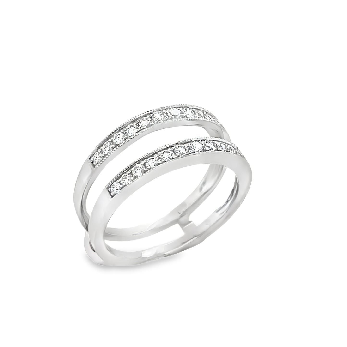 9ct White Gold Millgrain Channel Set Diamond Insert Ring .44ct