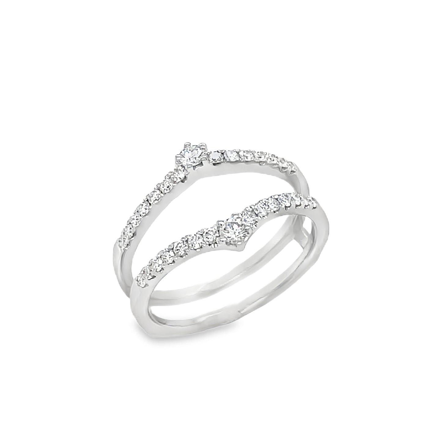 9ct White Gold Wishbone Diamond Insert Ring .47ct