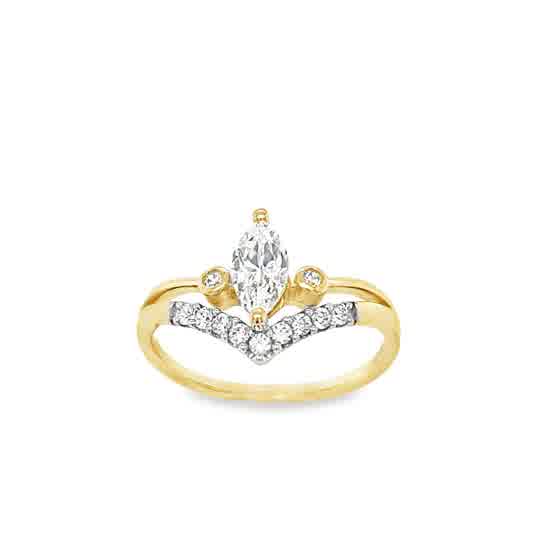 9ct Cubic Zirconia Double Wishbone Fancy Marquise Ring