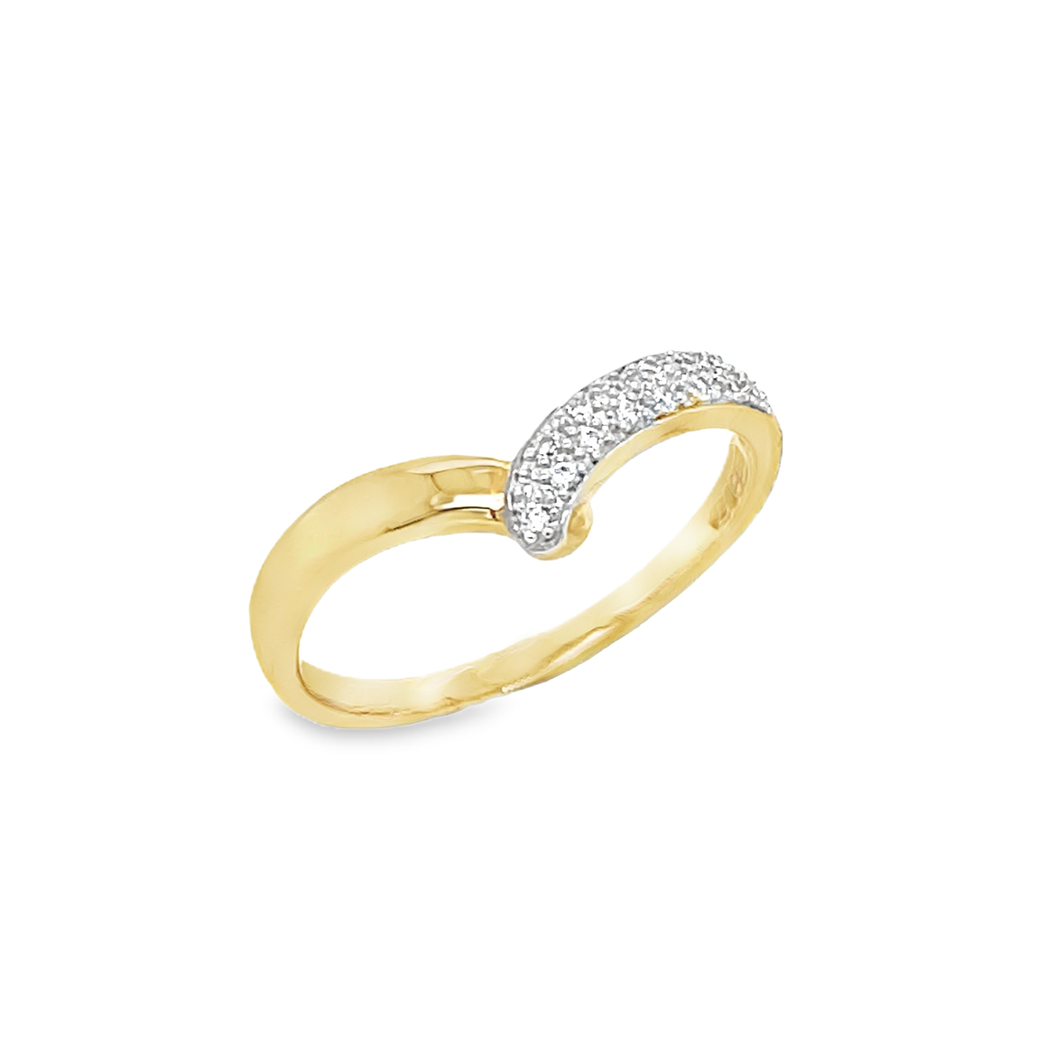9ct Cubic Zirocnia Wish Bone Ring