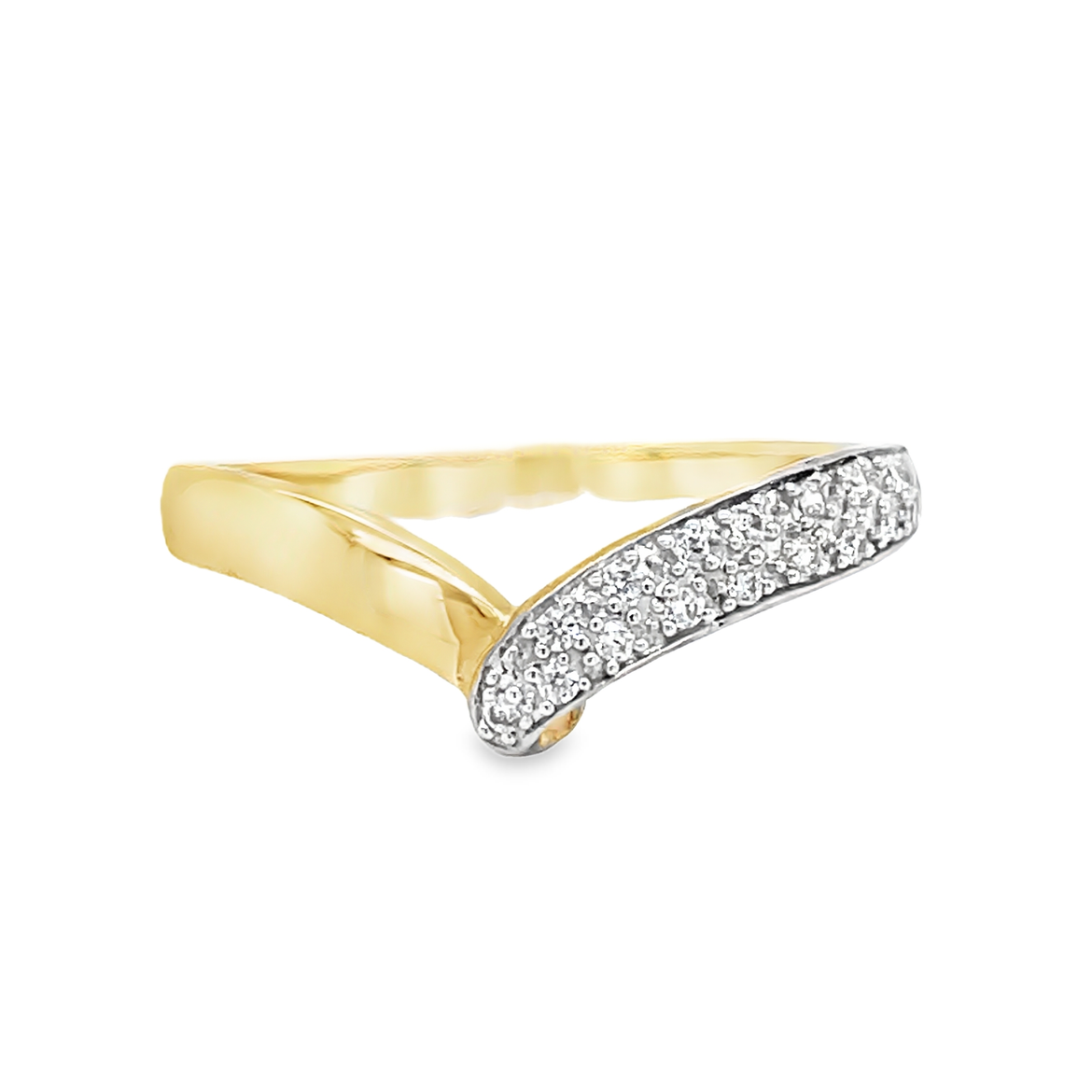 9ct Cubic Zirocnia Wish Bone Ring