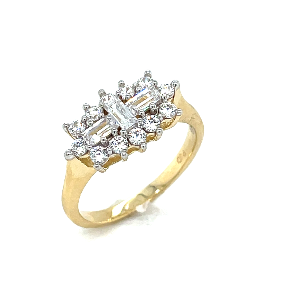 9ct Cubic Zirocnia Boat Cluster Ring