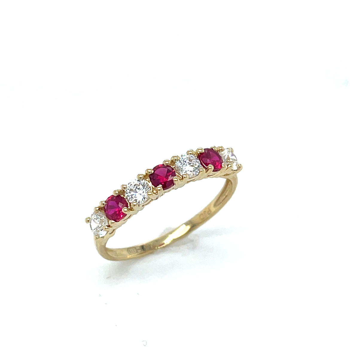 9ct Red & Cubic Zirconia 6 Stone Ring
