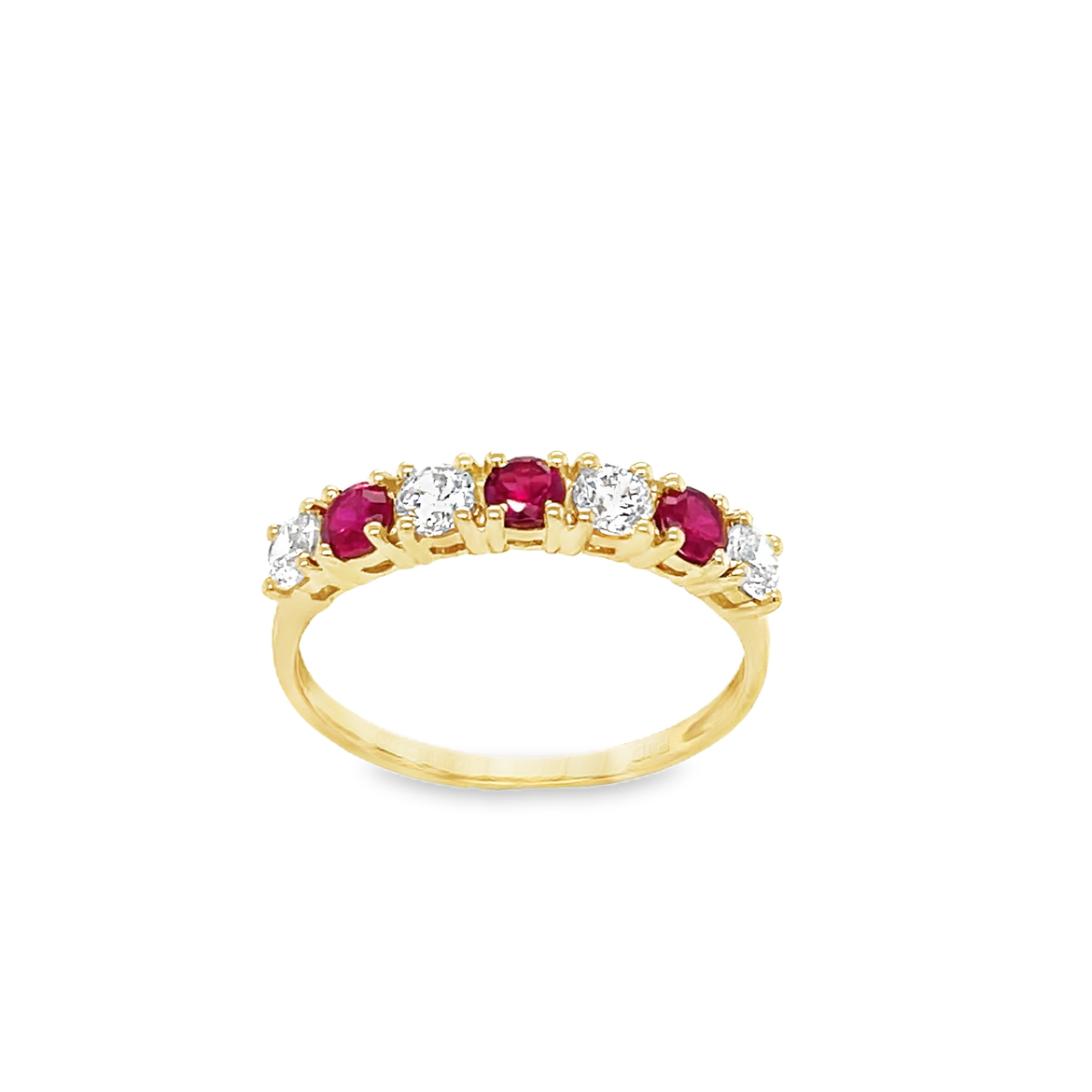 9ct Red & Cubic Zirconia 6 Stone Ring