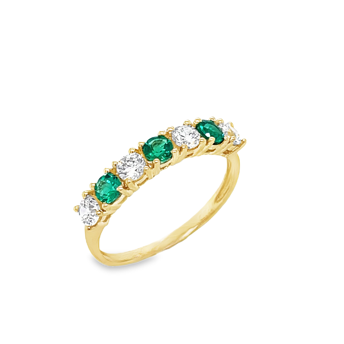 9ct Green & Cubic Zirconia 6 Stone Ring