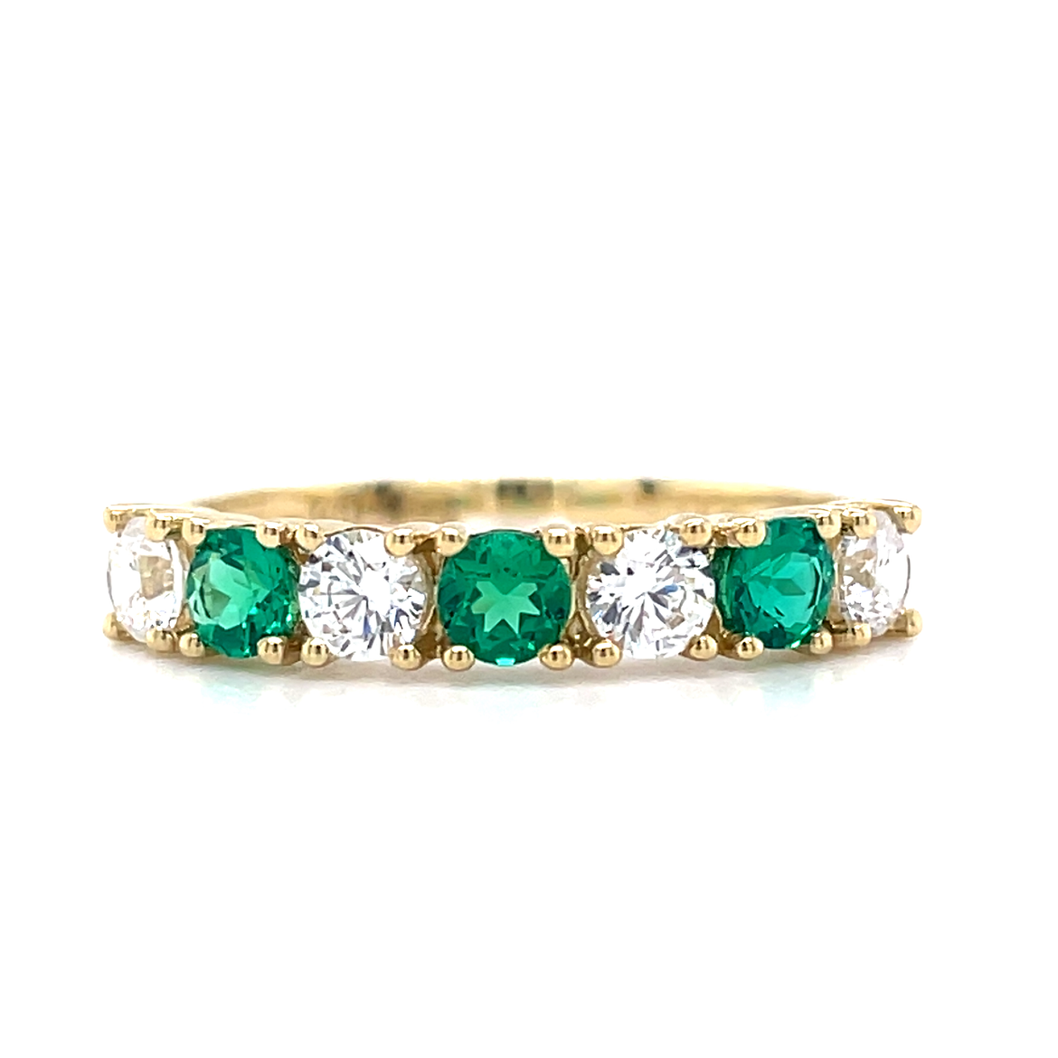 9ct Green & Cubic Zirconia 6 Stone Ring