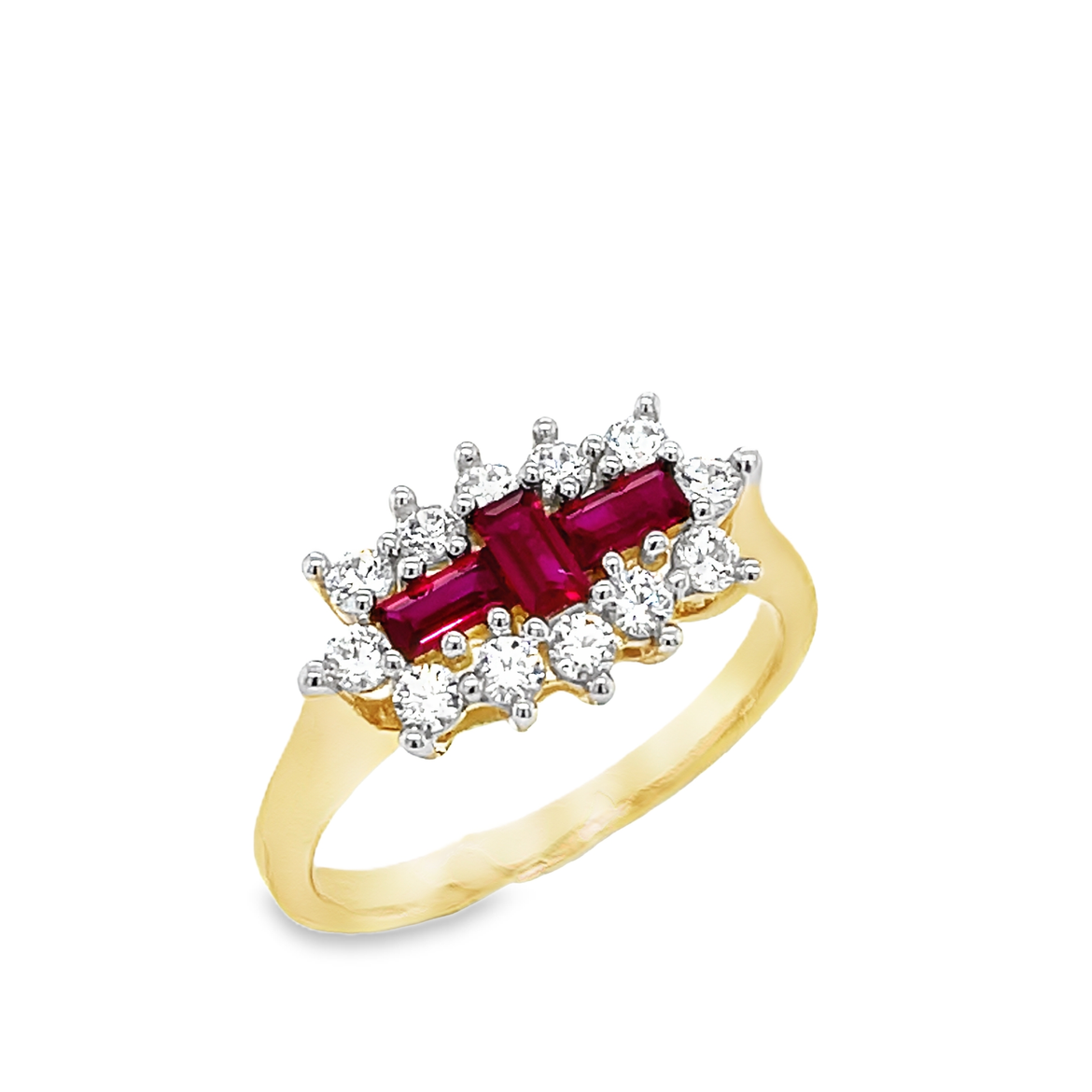 9ct Red & Cubic Zirconia Boat Cluster Ring