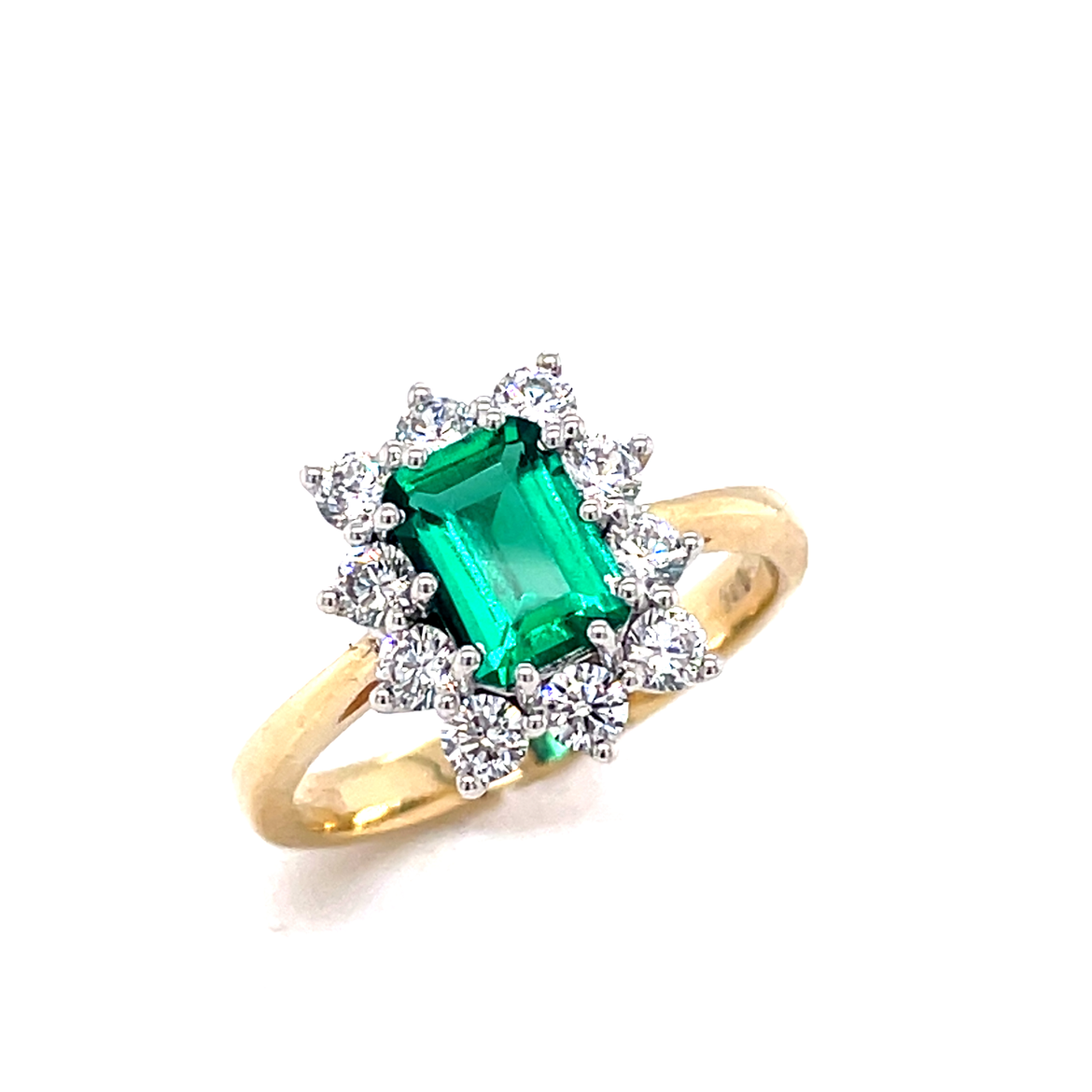 9ct Green And Cubic Zirconia Cluster Dress Ring