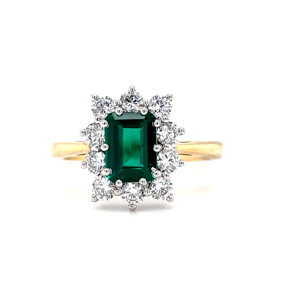 9ct Green And Cubic Zirconia Cluster Dress Ring