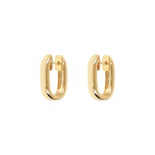 Bronzeallure Gold Plated Polished Rectangle Hoop Earrings