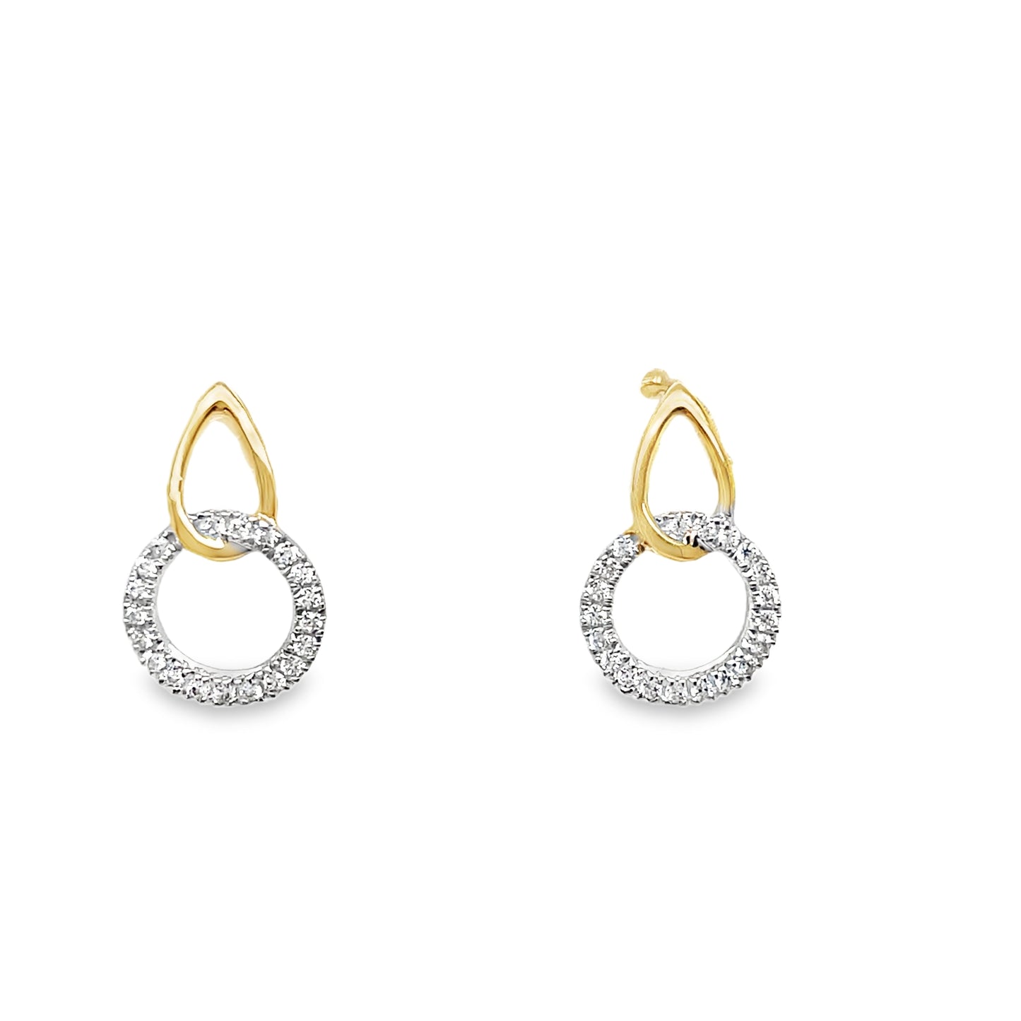 9ct Earring Drop Tear Round Cubic Zirconia