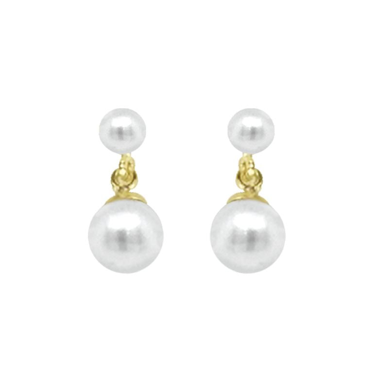 9ct 3.5 & 6mm Freshwater Pearl  Drop Earrings