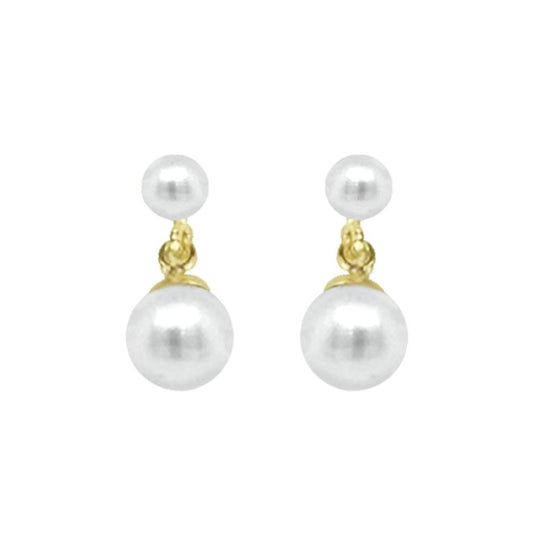 9ct 3.5 & 6mm Freshwater Pearl  Drop Earrings