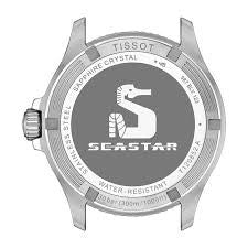 Gents Stainless Steel Tissot Seastar 1000 Quartz GMT Black Bezel Watch