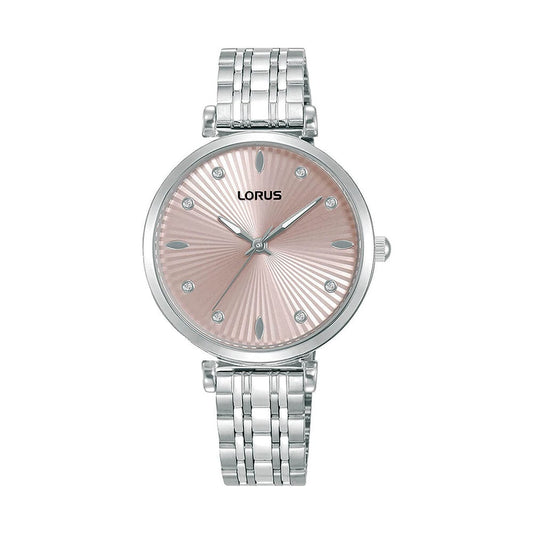 Ladies Lorus Pink Dial CZ Baton Watch