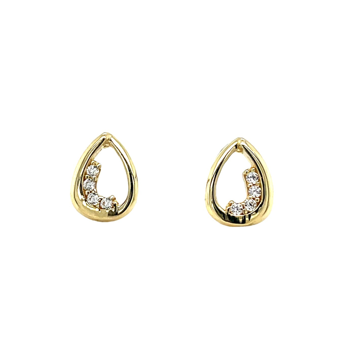 9ct Cubic Zirconia Open Pear Stud Earrings