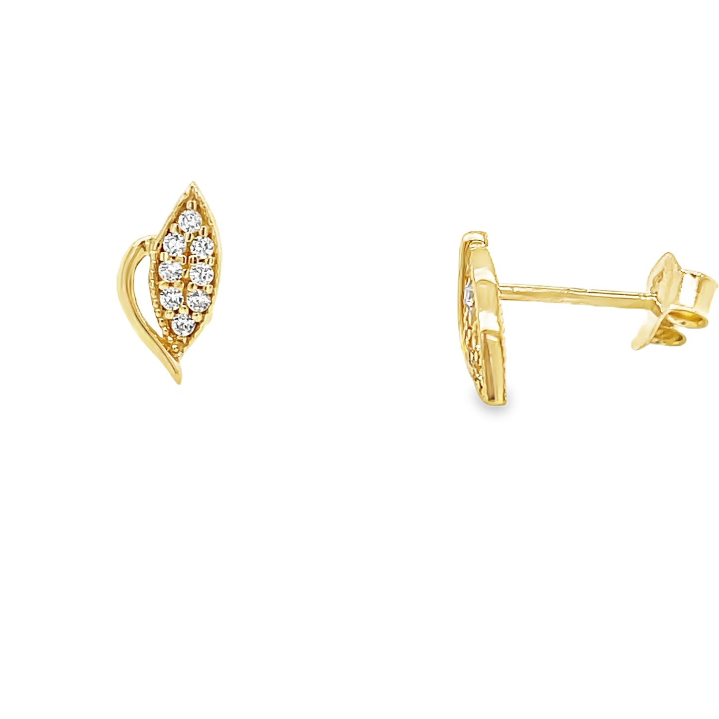 9ct Cubic Zirconia Leaf Stud Earrings