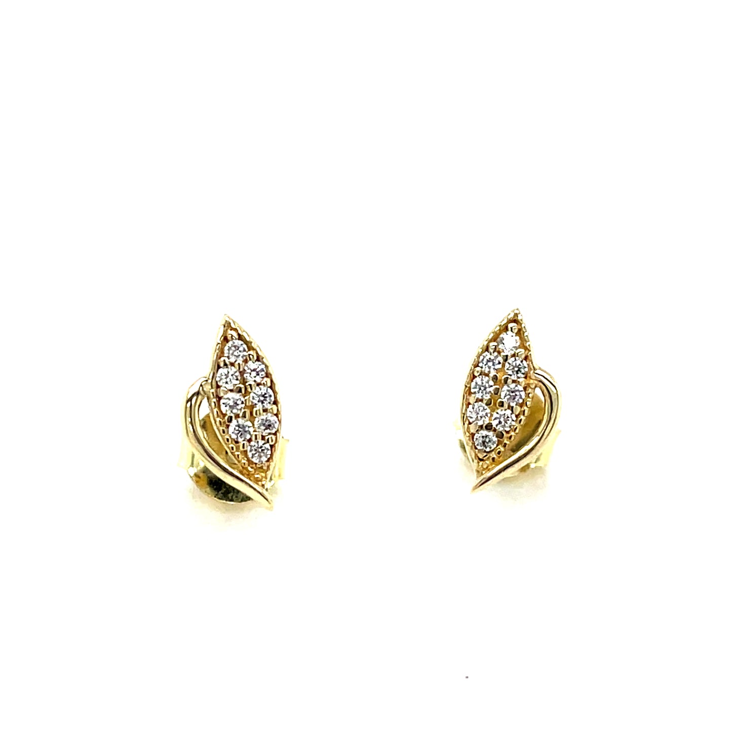 9ct Cubic Zirconia Leaf Stud Earrings