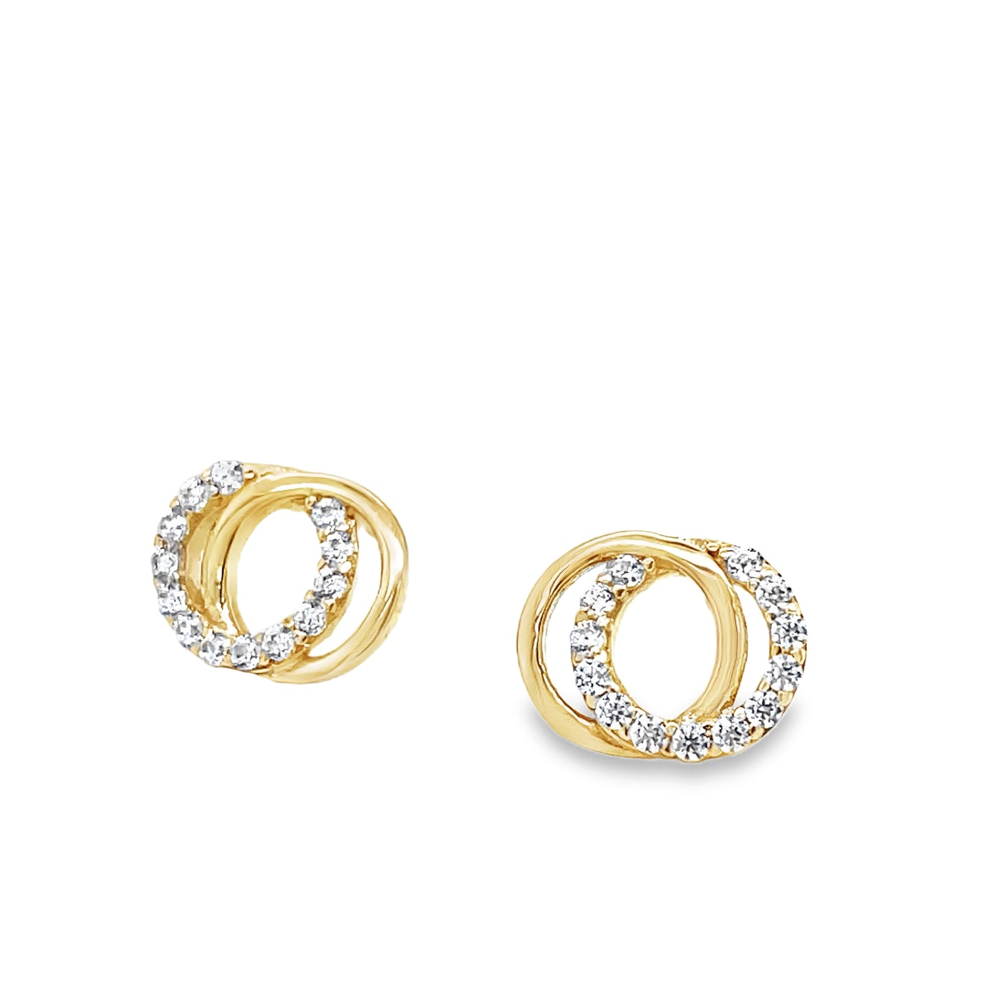 9ct Polished & Cubic Zirconia Circle Partnership Circle Stud Earrings