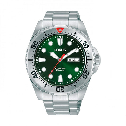 Gents Lorus Round Green Dial Tachymeter Baton Watch
