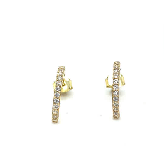 9ct Cubic Zirconia Half Hoop Earrings