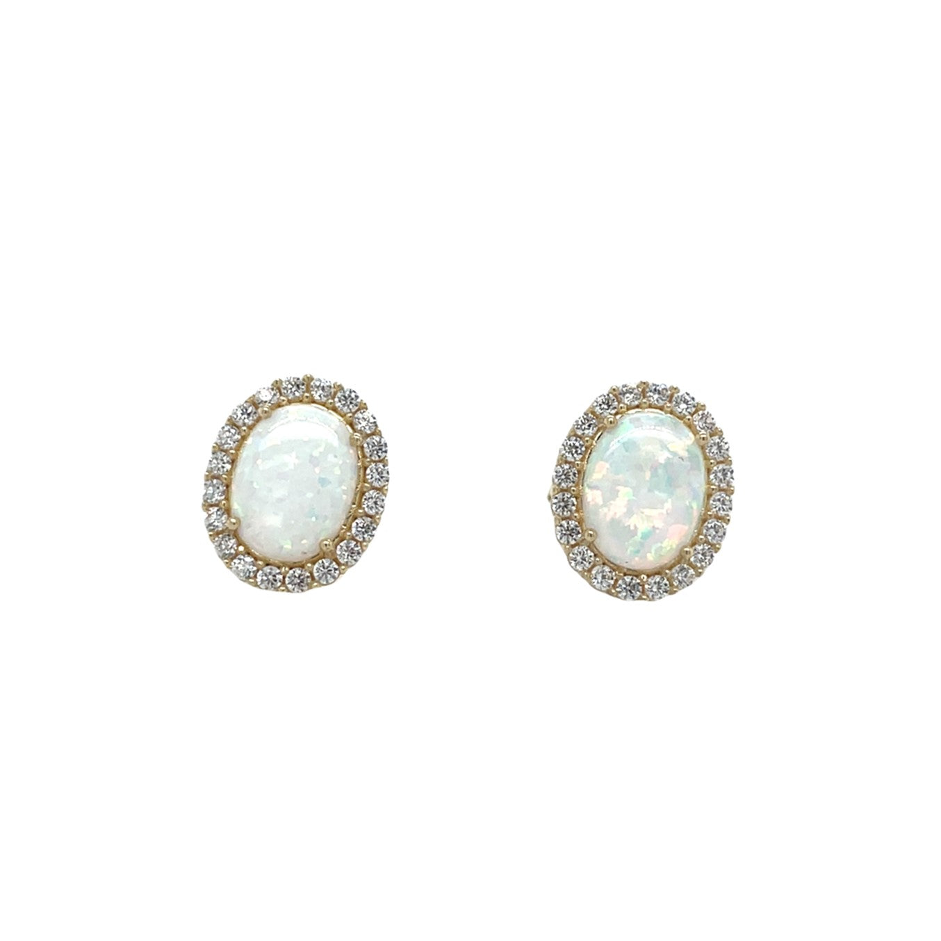 9ct Opal & Cubic Zirconia Halo Stud Earrings