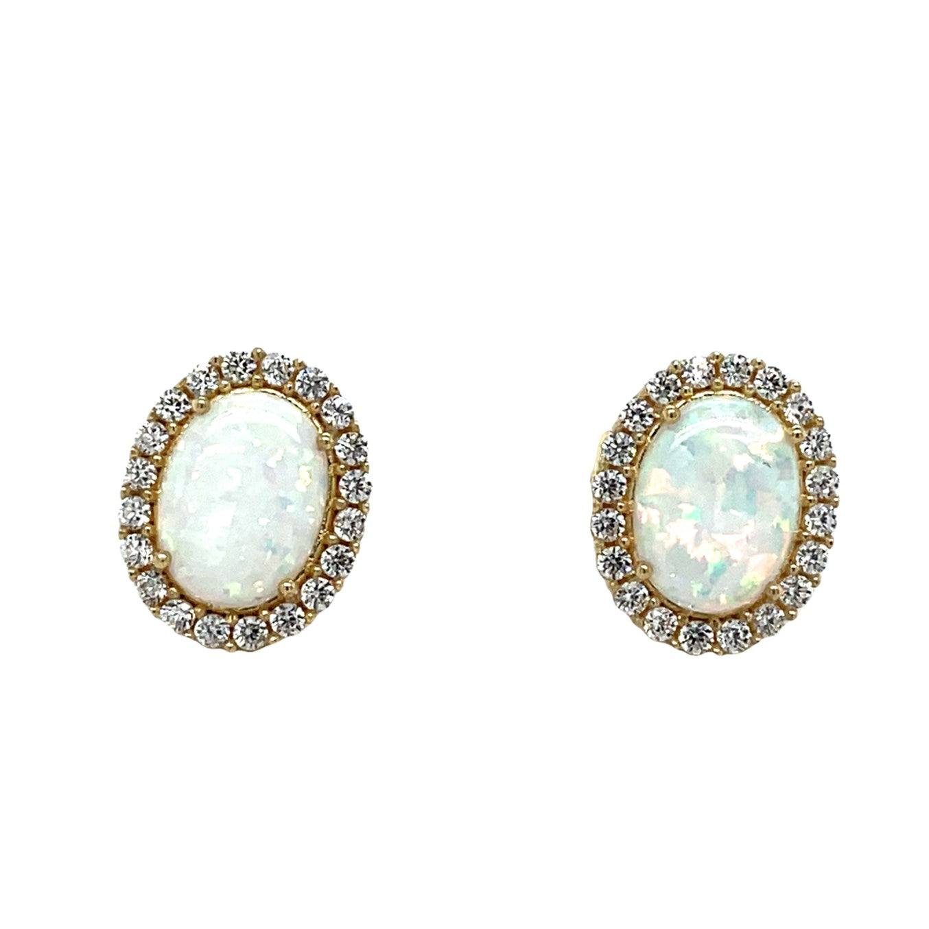 9ct Opal & Cubic Zirconia Halo Stud Earrings