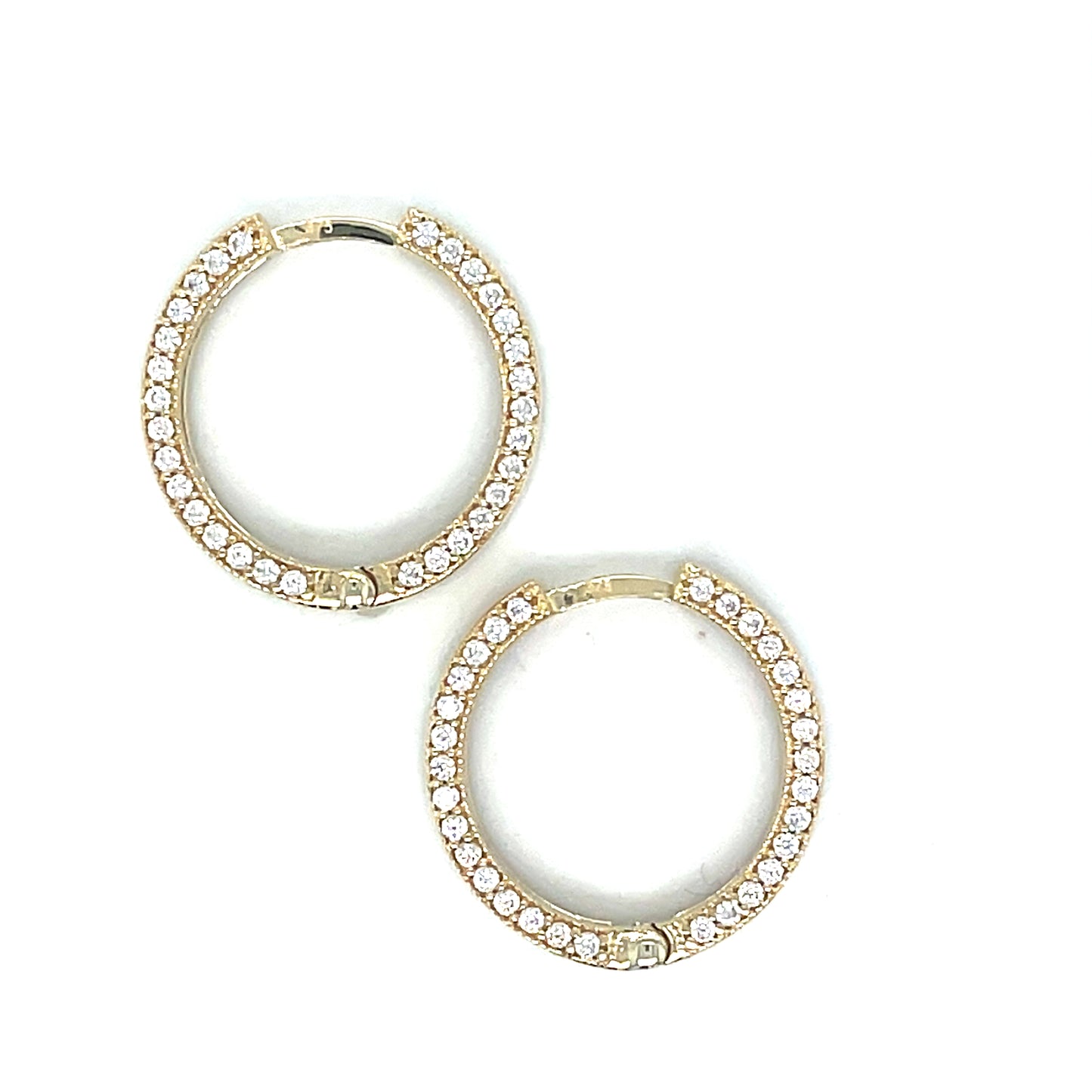 9ct Polished Hoops With Cubic Zirconia Stone Set Sides