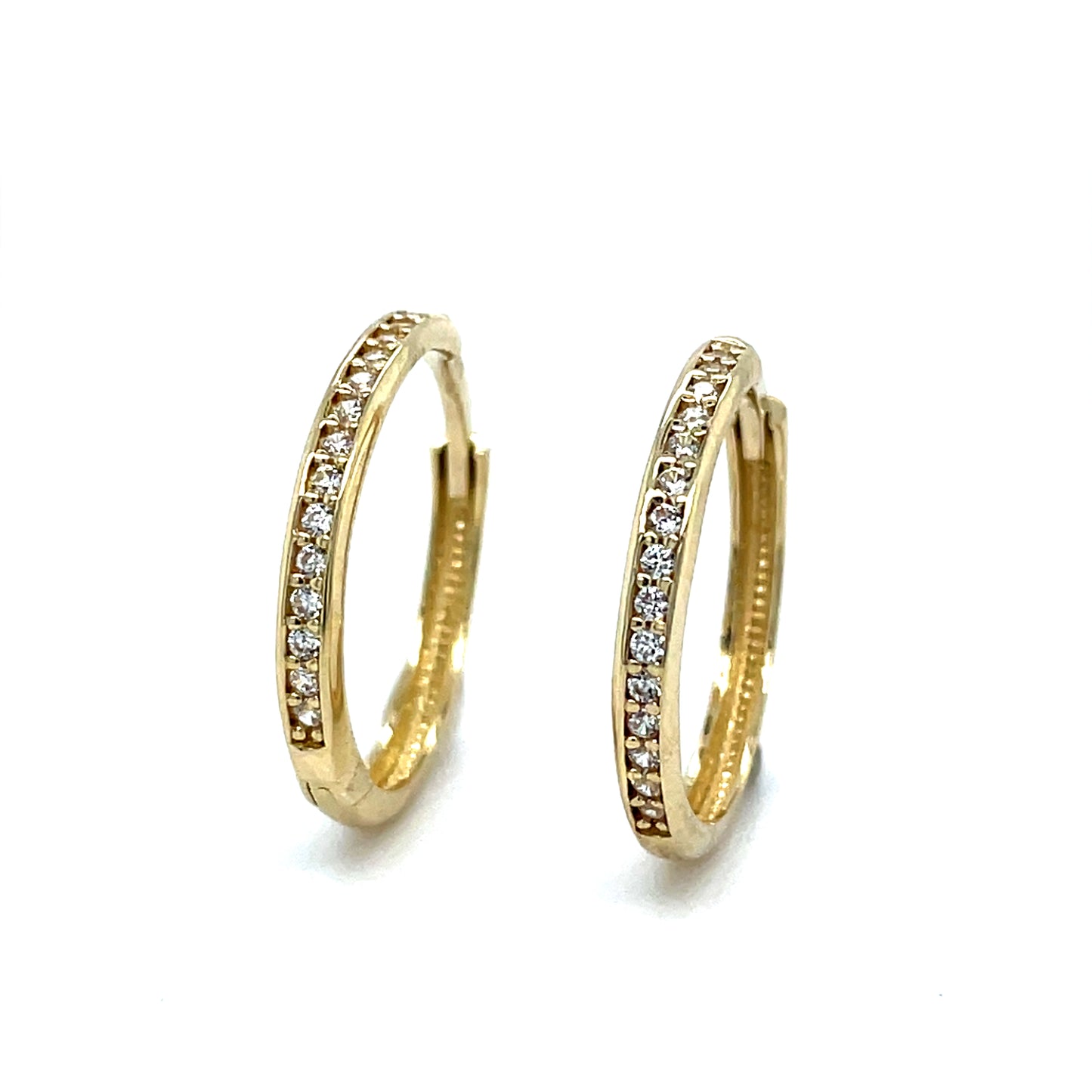 9ct Cubic Zirconia 18mm Stone Set Hoop Earrings