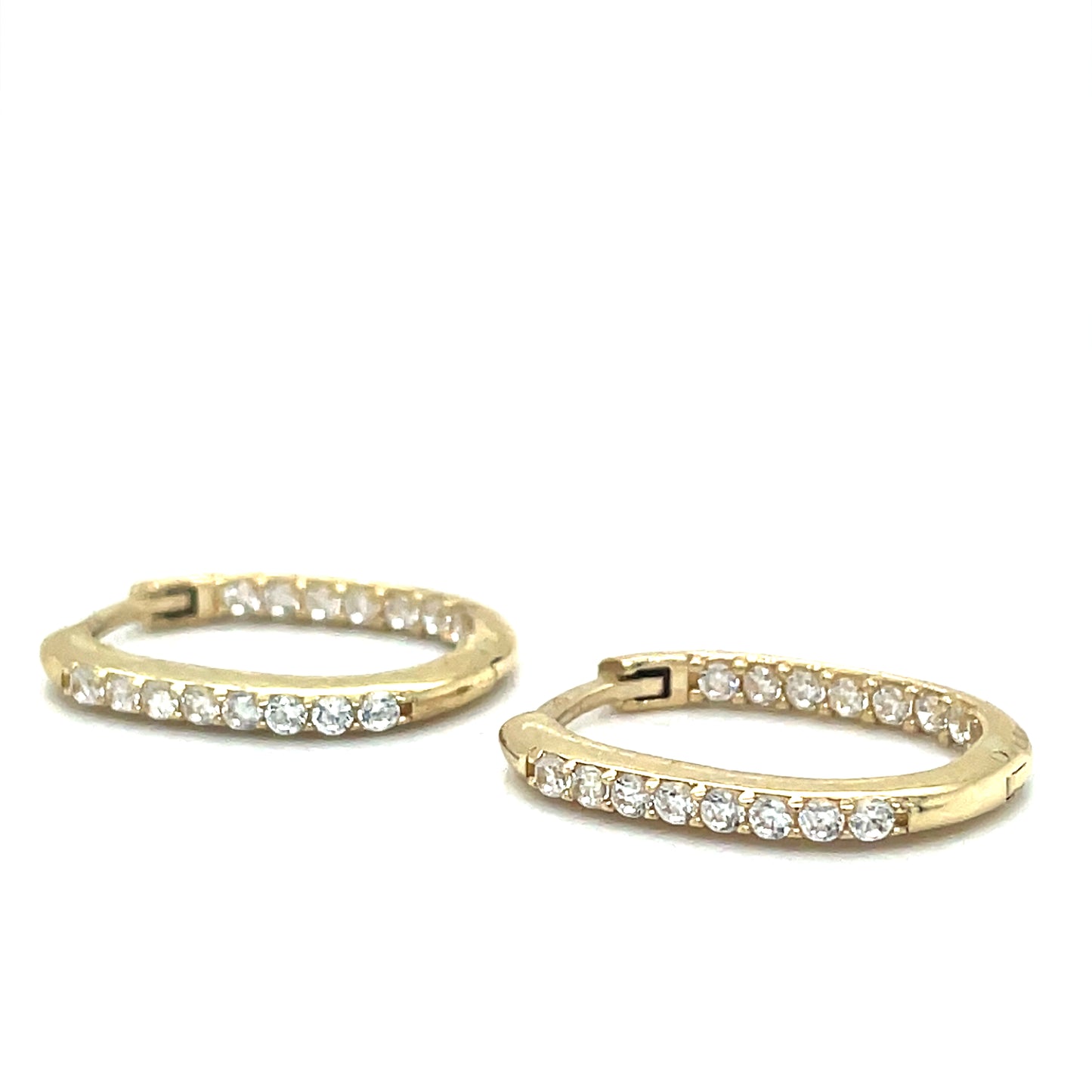 9ct Cubic Zirconia Oval Hoop Earrings