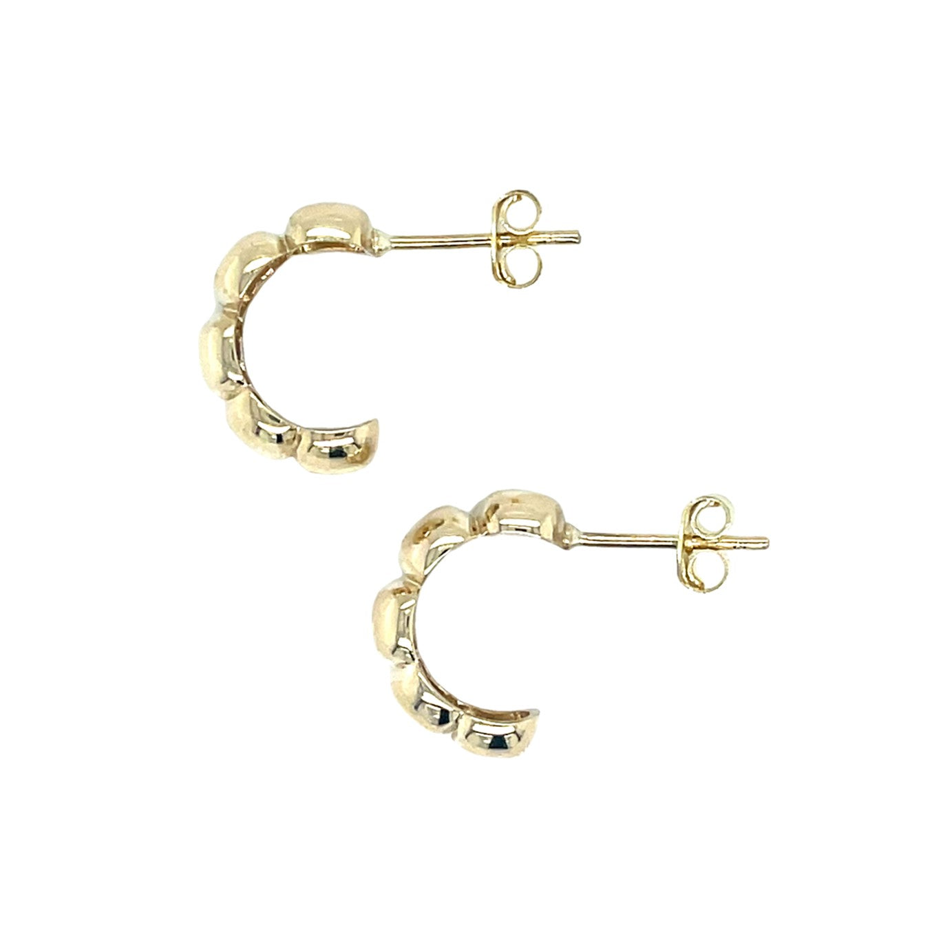 9ct Polished Half Hoop Bubble Earrings