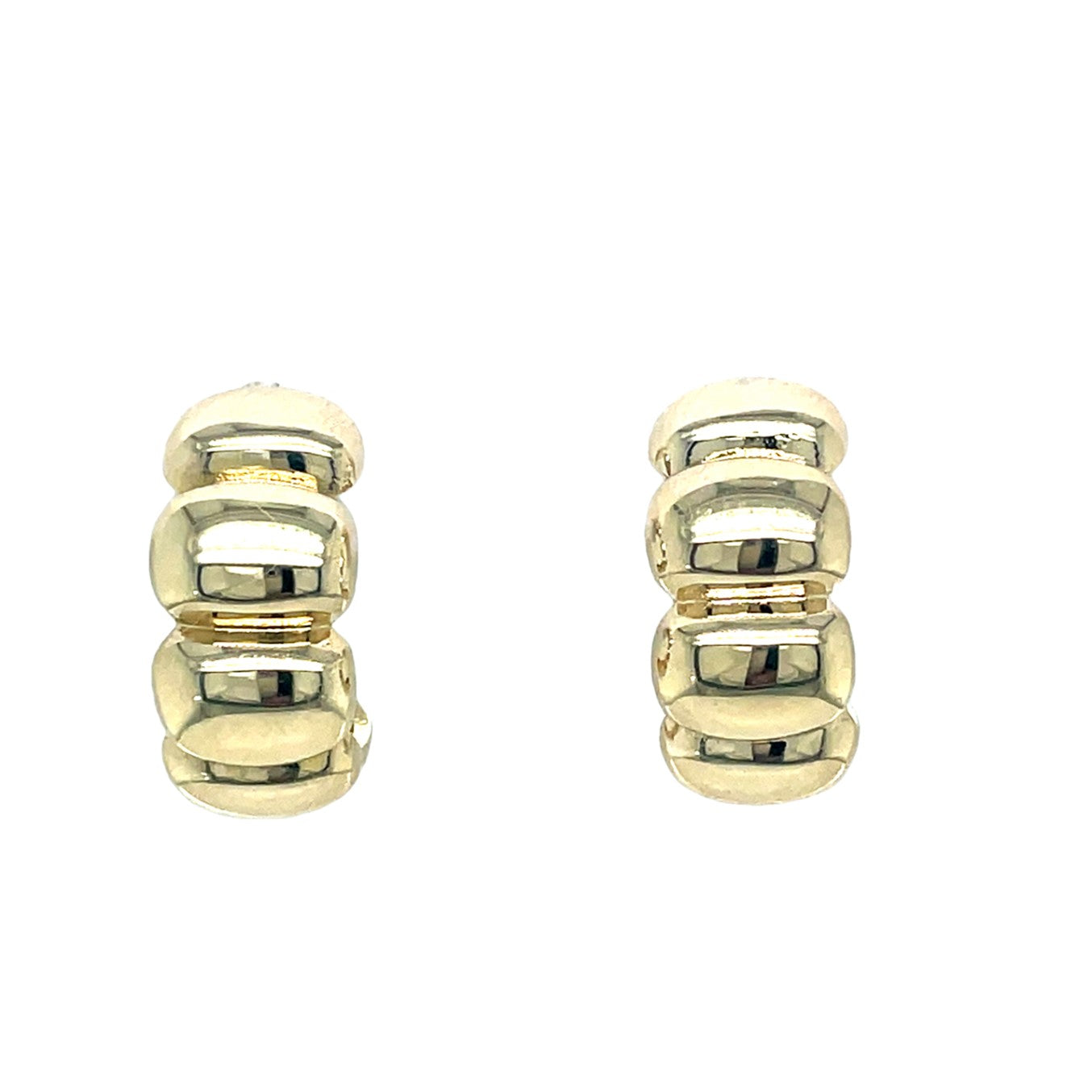 9ct Polished Half Hoop Bubble Earrings