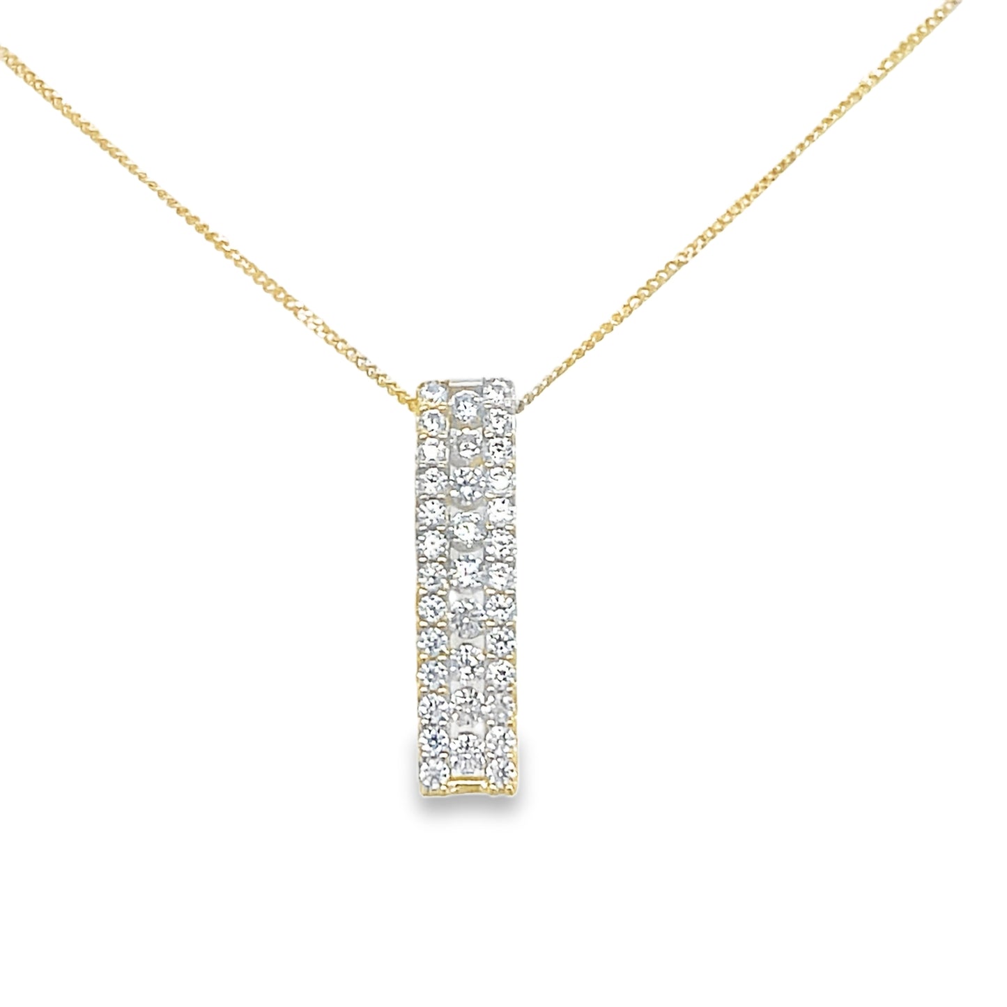 9ct Cubic Zirconia 3 Row Vertical Bar Pendant