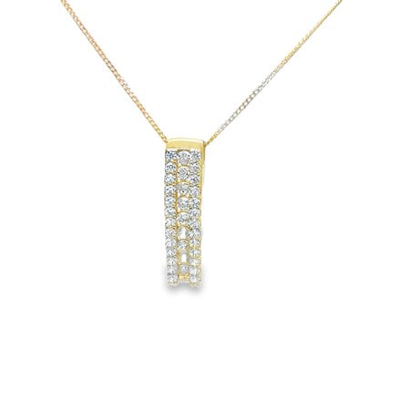 9ct Cubic Zirconia 3 Row Vertical Bar Pendant