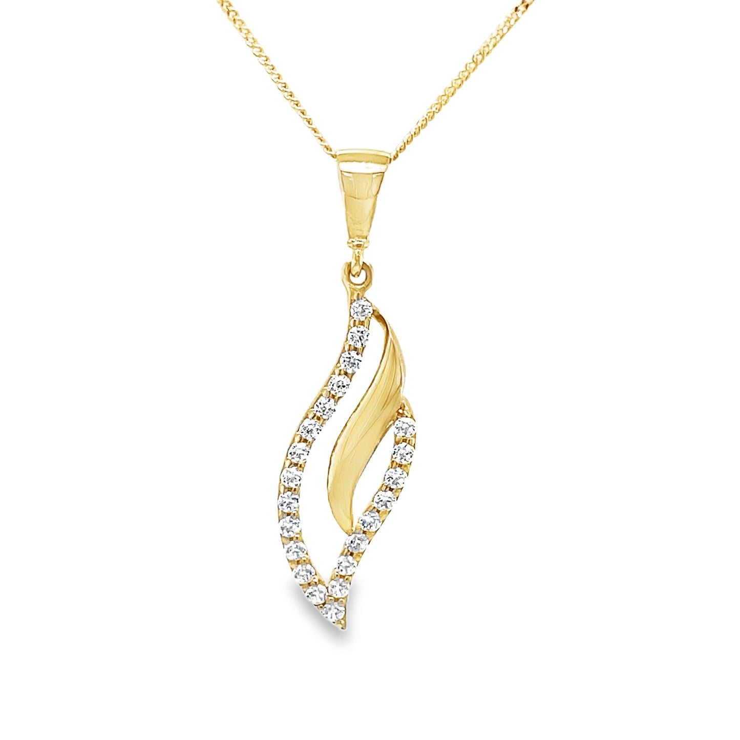 9ct Open Fancy Cubic Zirconia Swirl Pendant