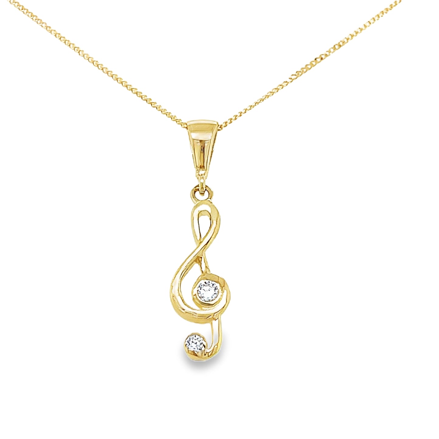 9ct Cubic Zirconia Treble Clef Pendant