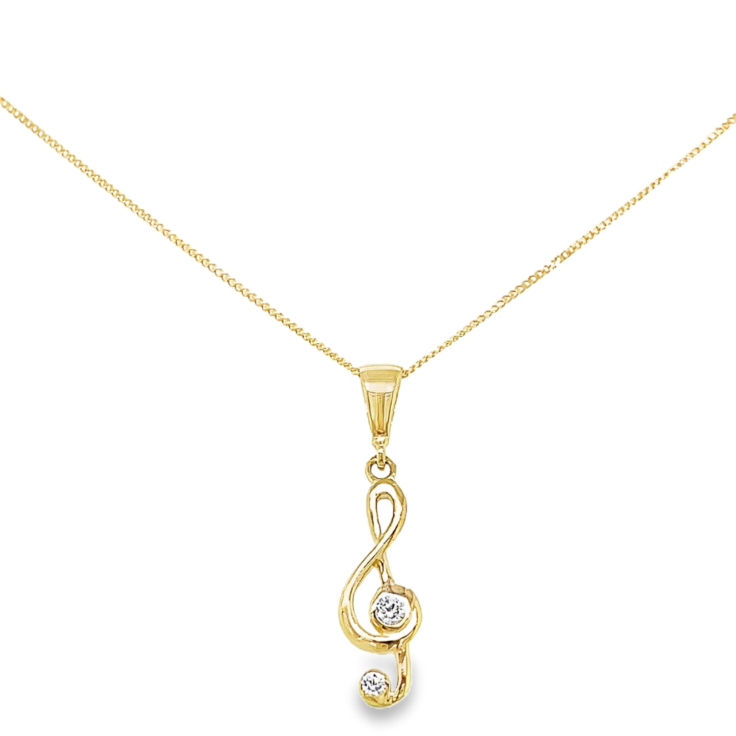 9ct Cubic Zirconia Treble Clef Pendant