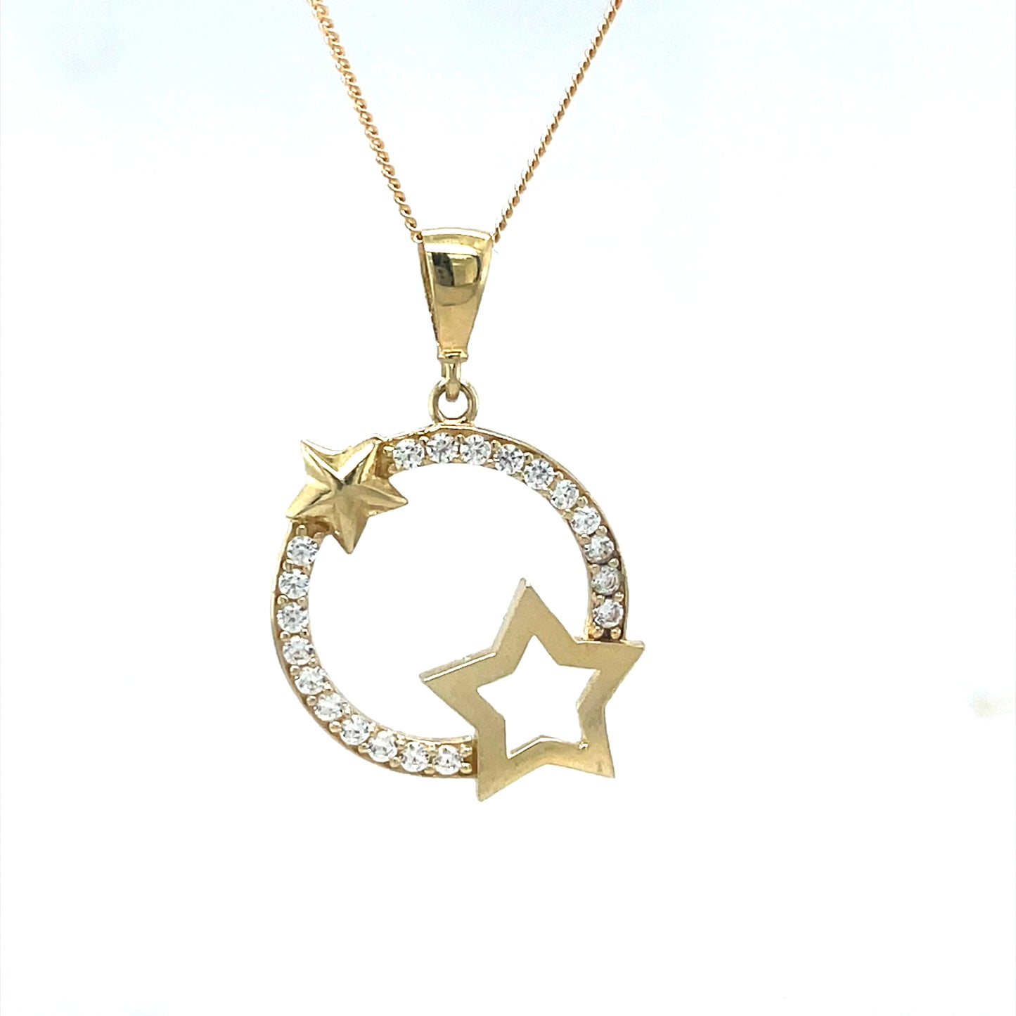 9ct Cubic Zirconia Open Circle Star Pendant