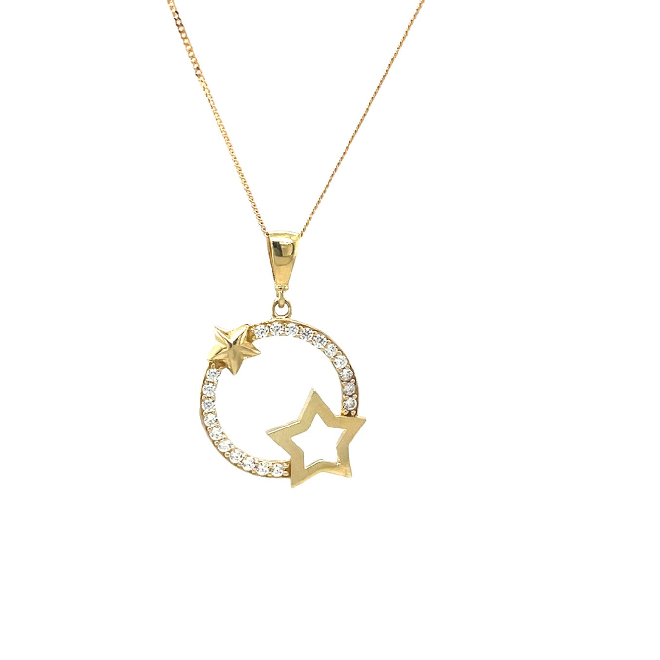 9ct Cubic Zirconia Open Circle Star Pendant