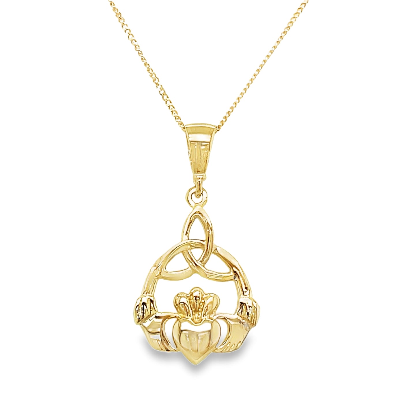 9ct Polished Claddagh & Knot Pendant