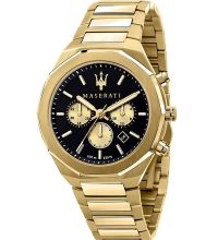Gents Rolled Gold Maserati Stile 45mm Black Chronograph Dial