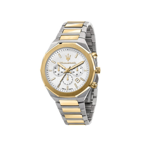 Gents Two Colour Maserati Stile 45mm Silver Chronograph Dial